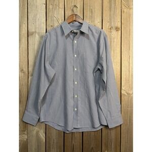 Breakwater Mens Blue White Gingham Check Button Down Shirt Large‎ F19882